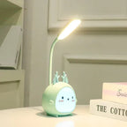 MEELANO Børnelæselampe Øjenbeskyttelse USB Natlampe Til Børn Blødt Lys Sikker Læseoplevelse Stilfuldt Design Blå hjort