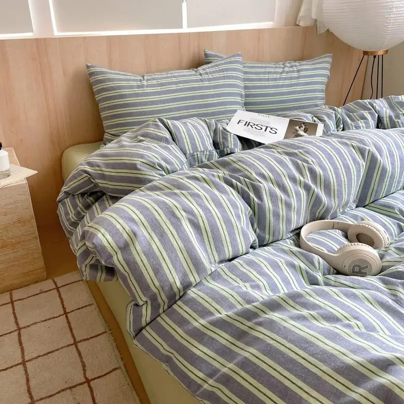 MEELANO Geometrisk bomuldsdynebetræk i 100% blød bomuld – moderne sengetøjssæt med pudebetræk, 400TC 7