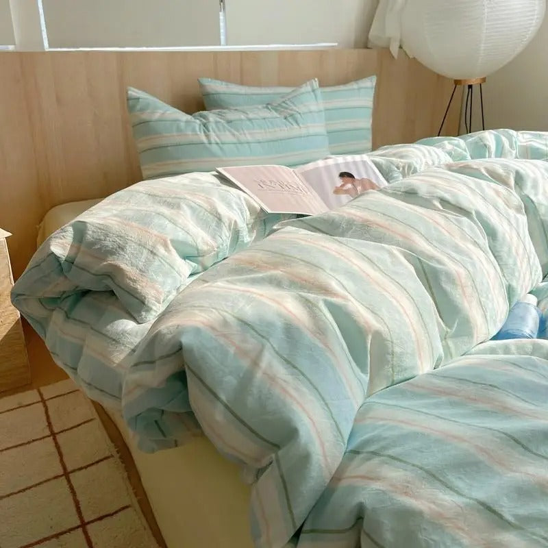 MEELANO Geometrisk bomuldsdynebetræk i 100% blød bomuld – moderne sengetøjssæt med pudebetræk, 400TC 2