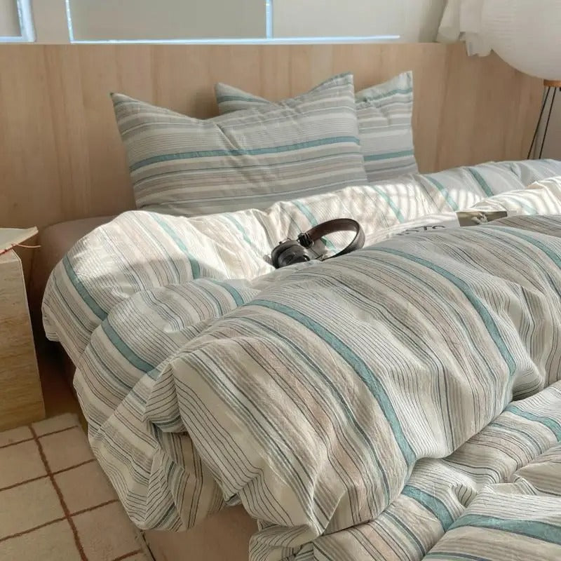 MEELANO Geometrisk bomuldsdynebetræk i 100% blød bomuld – moderne sengetøjssæt med pudebetræk, 400TC 22