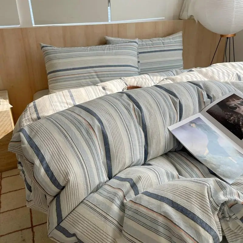 MEELANO Geometrisk bomuldsdynebetræk i 100% blød bomuld – moderne sengetøjssæt med pudebetræk, 400TC 21