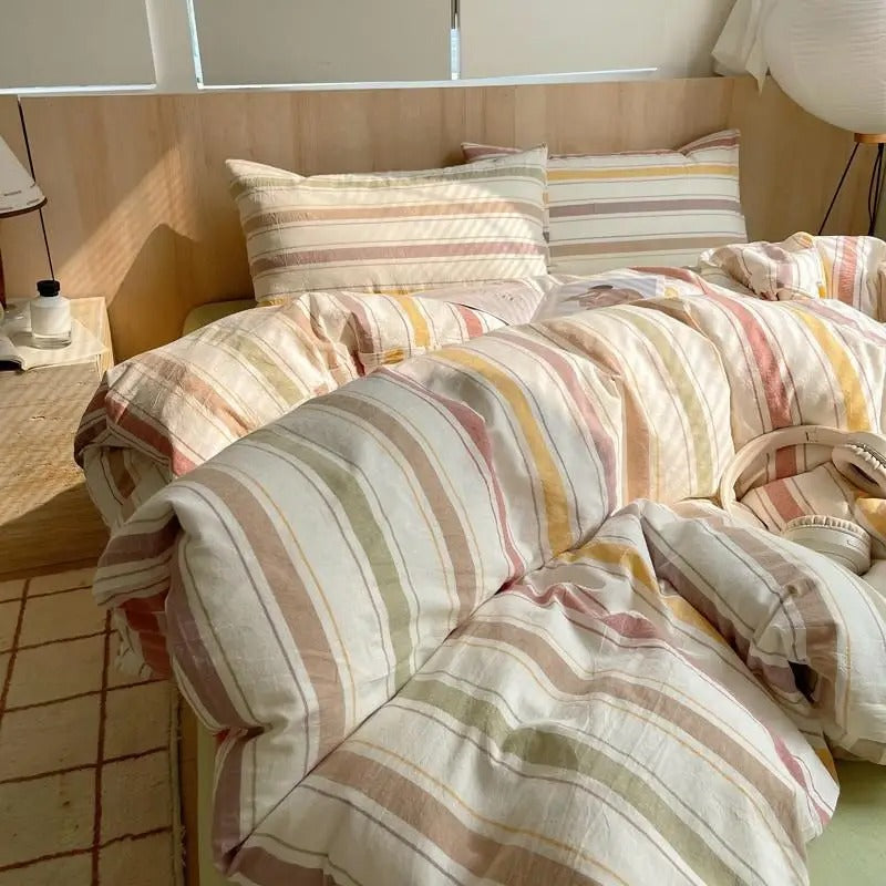 MEELANO Geometrisk bomuldsdynebetræk i 100% blød bomuld – moderne sengetøjssæt med pudebetræk, 400TC 12