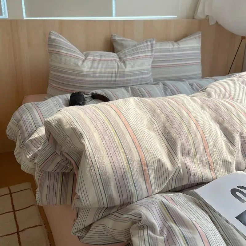 MEELANO Geometrisk bomuldsdynebetræk i 100% blød bomuld – moderne sengetøjssæt med pudebetræk, 400TC 23