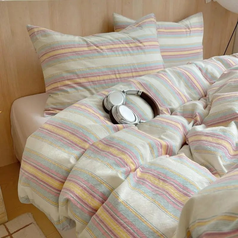 MEELANO Geometrisk bomuldsdynebetræk i 100% blød bomuld – moderne sengetøjssæt med pudebetræk, 400TC 13