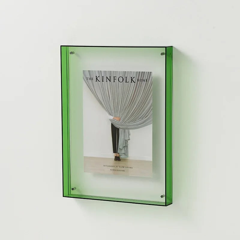 MEELANO Moderne billedrammesæt i akryl – Bronte Frame Collection med farverige kanter Grøn