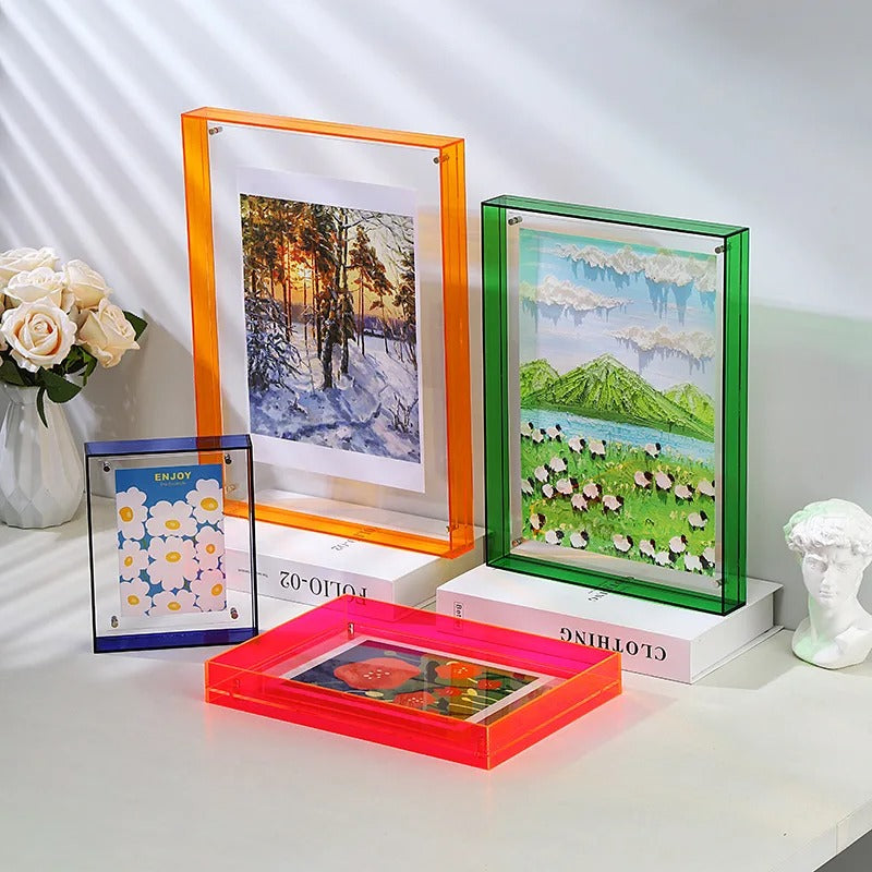 MEELANO Moderne billedrammesæt i akryl – Bronte Frame Collection med farverige kanter
