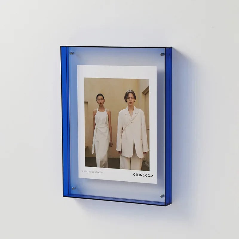 MEELANO Moderne billedrammesæt i akryl – Bronte Frame Collection med farverige kanter Blå