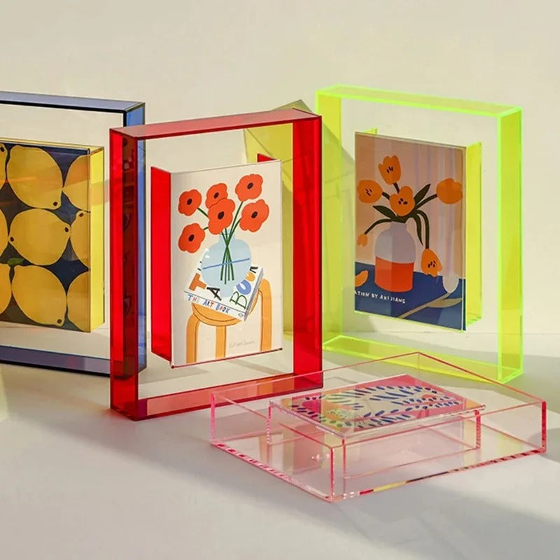 MEELANO Moderne billedrammesæt i akryl – Bronte Frame Collection med farverige kanter