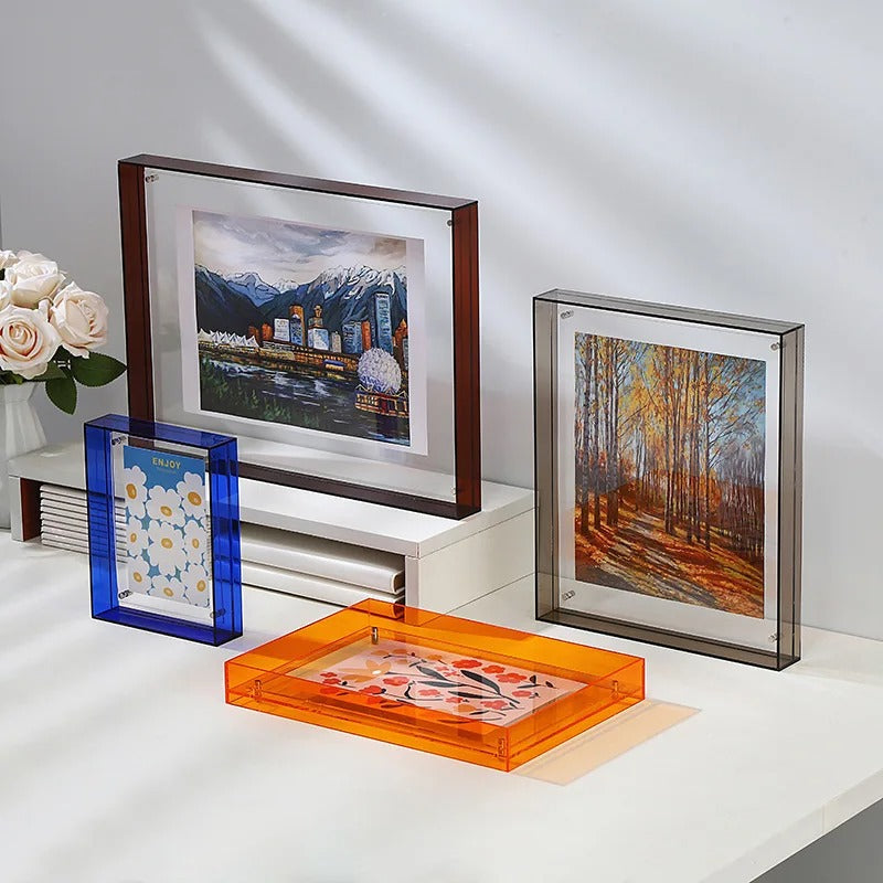 MEELANO Moderne billedrammesæt i akryl – Bronte Frame Collection med farverige kanter