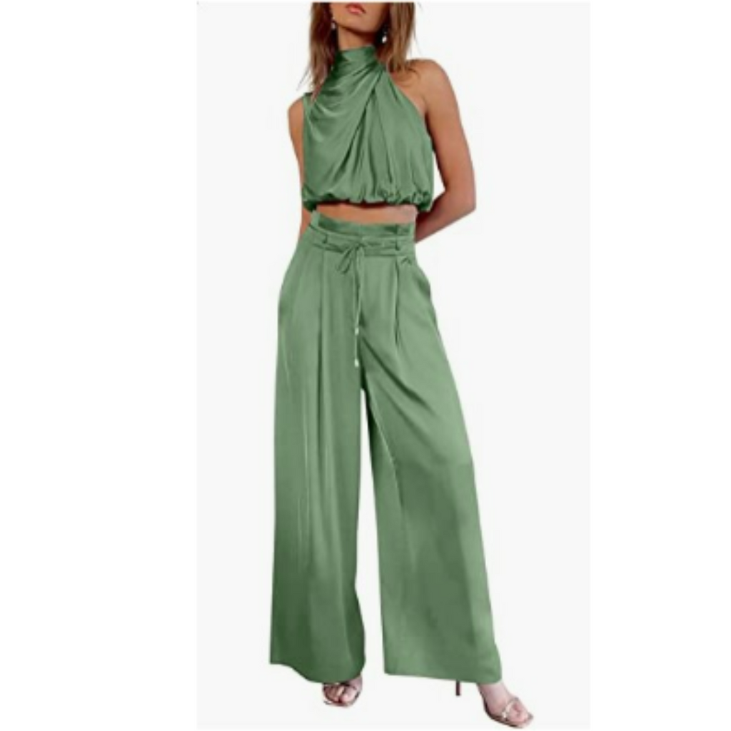 MEELANO Dolce | Jumpsuit til damer – Løs Fit, Eksklusivt Polyester & Sommerlig Elegance Lys grøn