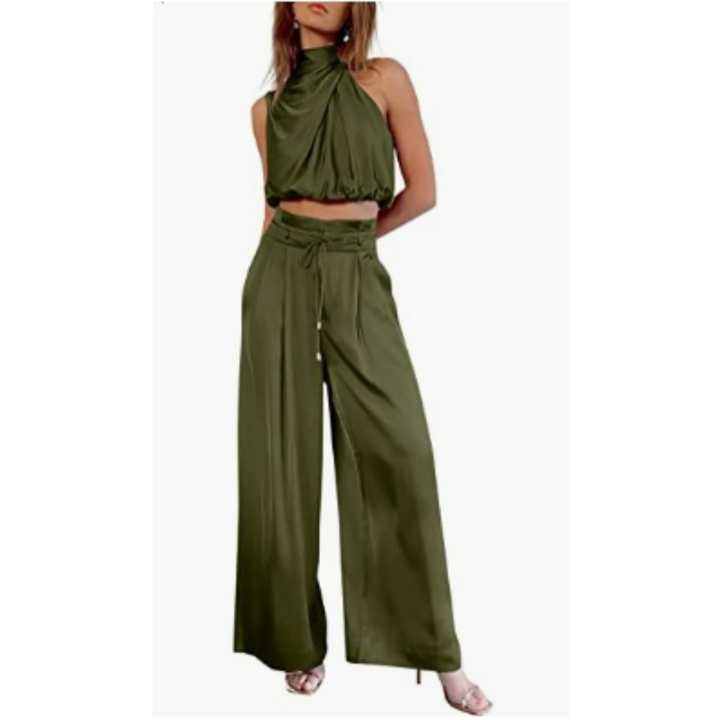MEELANO Dolce | Jumpsuit til damer – Løs Fit, Eksklusivt Polyester & Sommerlig Elegance Oliven grøn
