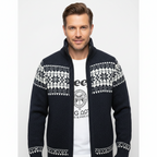 Harald | Herre Mønstret Cardigan med Gennemgående Lynlås - Varm Strikjakke & Full Zip Trøje