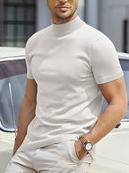 MEELANO Til Mænd Casual Modern Basic Turtleneck T-shirt Med Korte Ærmer Hvid