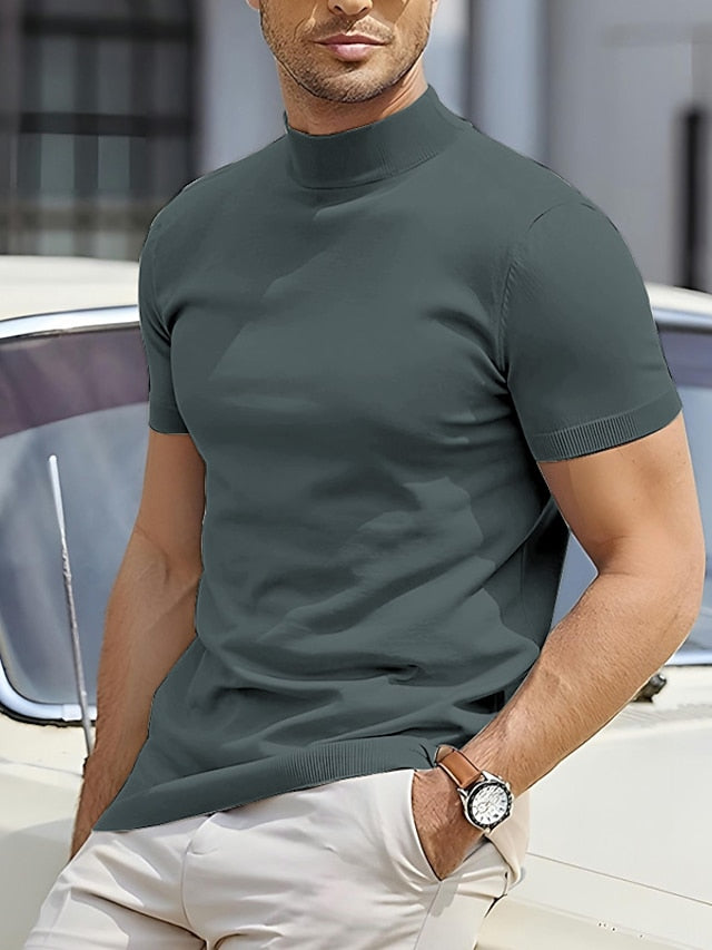 MEELANO Til Mænd Casual Modern Basic Turtleneck T-shirt Med Korte Ærmer