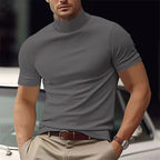 MEELANO Til Mænd Casual Modern Basic Turtleneck T-shirt Med Korte Ærmer Grå