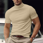 MEELANO Til Mænd Casual Modern Basic Turtleneck T-shirt Med Korte Ærmer Beige