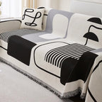 MEELANO Caterpillar Tæppe – Farverigt Jacquard Tæppe i Bomuld/Polyester med Frynser Grå