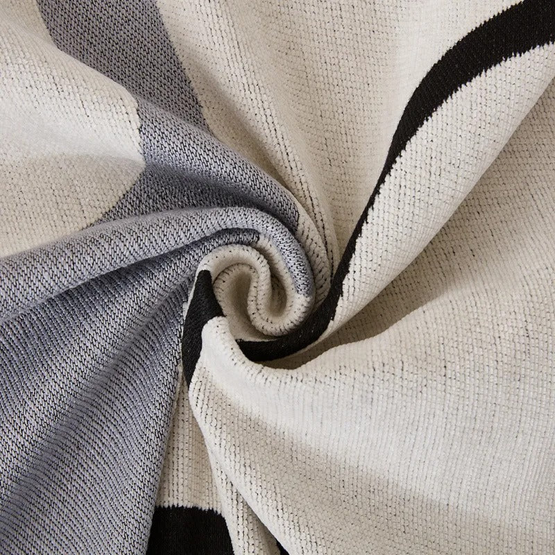 MEELANO Caterpillar Tæppe – Farverigt Jacquard Tæppe i Bomuld/Polyester med Frynser