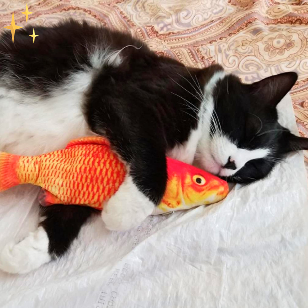 MEELANO Kattelegetøj Fisk der Bevæger sig – 4 Stk. Interaktivt Fiskelegetøj med Bevægelsessensor, USB-genopladeligt
