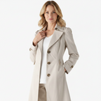 MEELANO Chāme | Dame Lang Trenchcoat - Elegant Efterårsfrakke med Bælte & Klassisk Krave