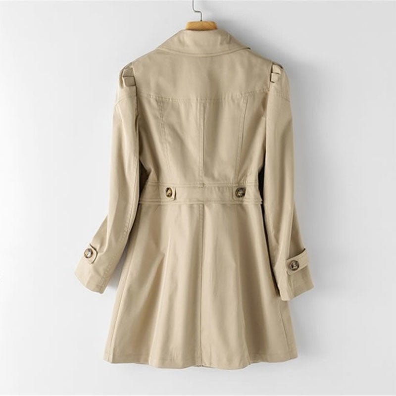 MEELANO Chāme | Dame Lang Trenchcoat - Elegant Efterårsfrakke med Bælte & Klassisk Krave