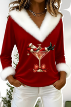 MEELANO Flōre | Plysssweater med Julemotiv Rød