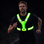 MEELANO LED Løbevest – Genopladelig Reflekterende Sikkerhedsvest med 360° Synlighed til Løb & Cykling, Unisex, 3 Farver Grøn