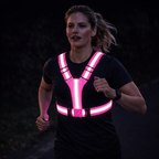 MEELANO LED Løbevest – Genopladelig Reflekterende Sikkerhedsvest med 360° Synlighed til Løb & Cykling, Unisex, 3 Farver Lyserød