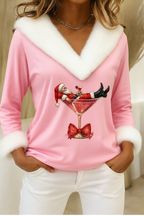 MEELANO Flōre | Plysssweater med Julemotiv Pink