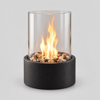 MEELANO Bordlampe til Terrasse – Trådløs Udendørs Lampe med Flammeeffekt, Genopladelig, Sort Aluminium, op til 15 Timer