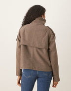 MEELANO Efterårsærtefrakke Uld Cropped Pea Coat Overdimensionerede Krave
