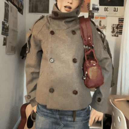 MEELANO Efterårsærtefrakke Uld Cropped Pea Coat Overdimensionerede Krave