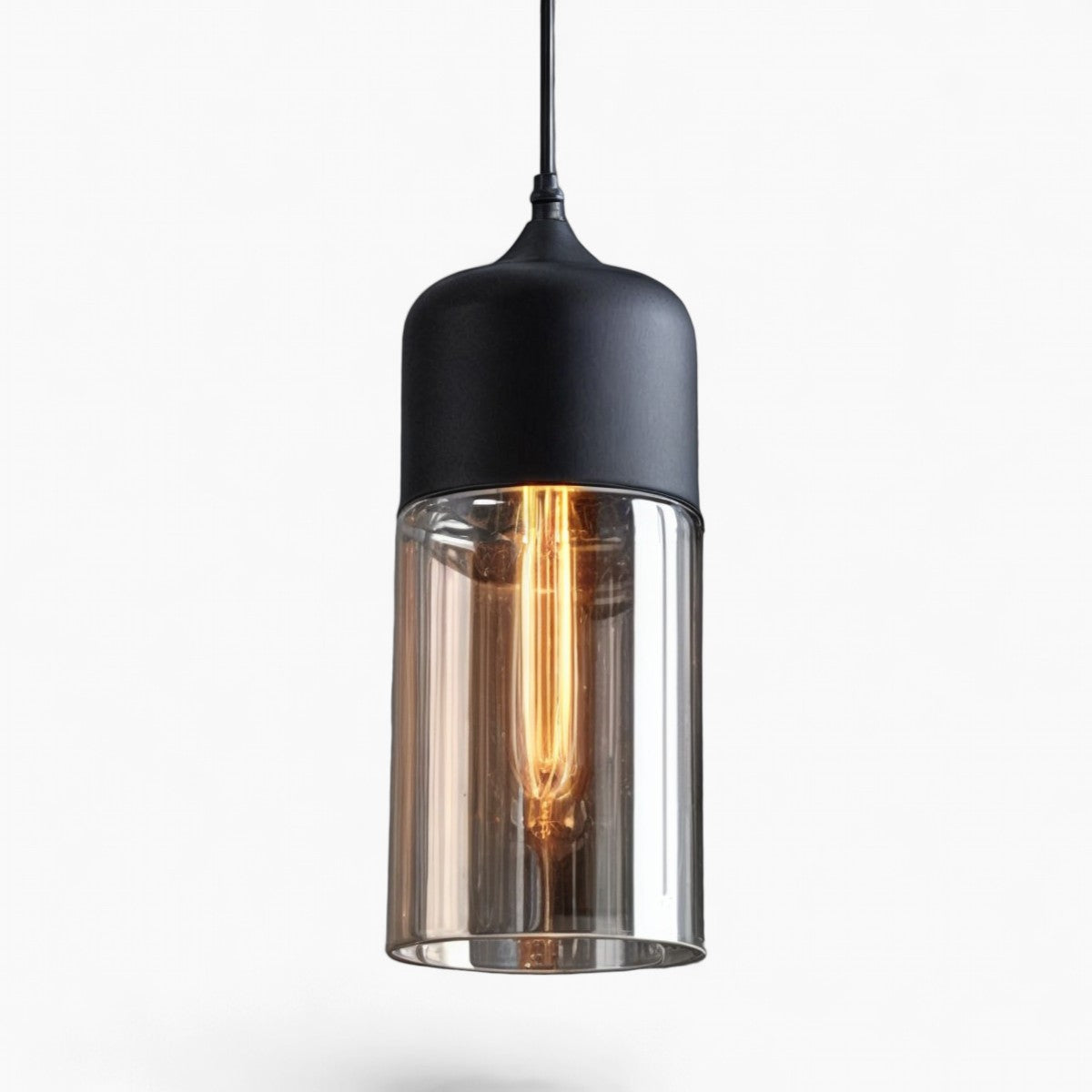 MEELANO Claréa – Pendellampe i Glas med Moderne Former og LED-kompatibilitet Rektangulær - Sort & Klar