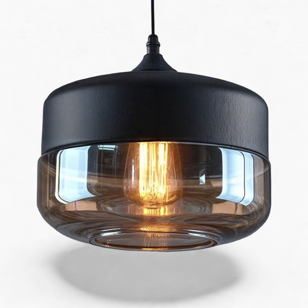 MEELANO Claréa – Pendellampe i Glas med Moderne Former og LED-kompatibilitet Oval - Sort & Klar