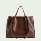 MEELANO Tasana | Dame Skuldertaske – Vegansk Læder, Håndlavet & Rummeligt Design Brun 32 x 13 x 25 cm