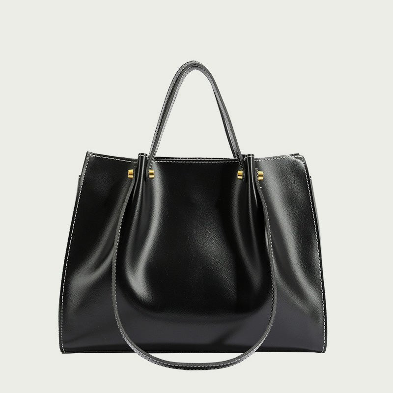 MEELANO Tasana | Dame Skuldertaske – Vegansk Læder, Håndlavet & Rummeligt Design Sort 32 x 13 x 25 cm