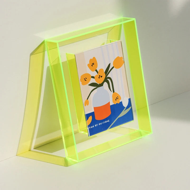 MEELANO Clarity II-ramme i farverigt moderne design – akryl billedramme til fotos, kunst &amp; dokumenter Neongrøn
