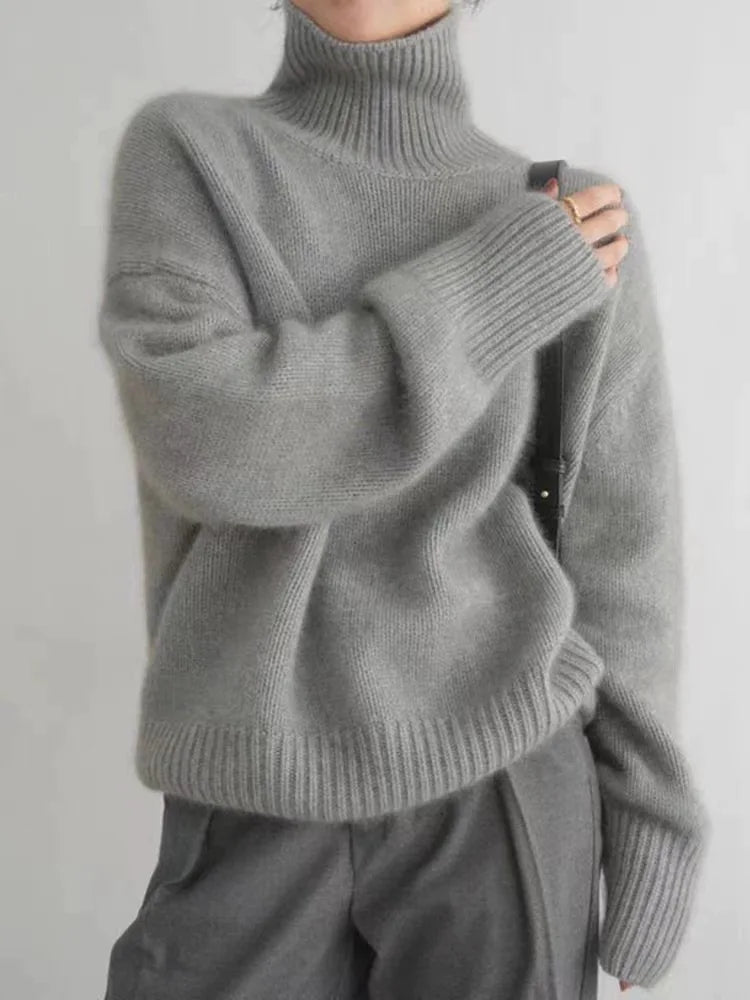 Inspire | Dame Glatstrikket Sweater - Langærmet Klassisk Striktrøje
