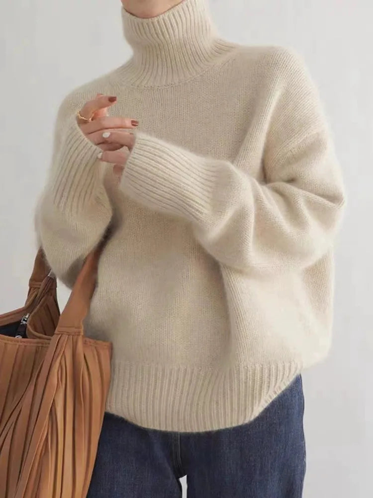 Inspire | Dame Glatstrikket Sweater - Langærmet Klassisk Striktrøje