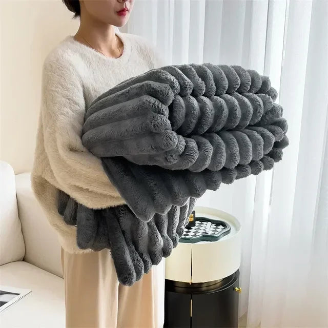 MEELANO Superblødt Plush Tæppe Til Kolde Aftener Og Komfort Nætter Mørkegrå