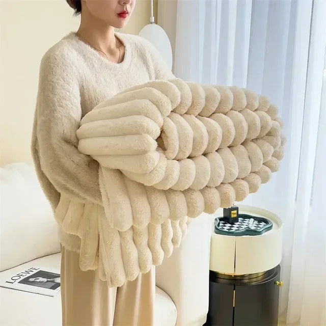 MEELANO Superblødt Plush Tæppe Til Kolde Aftener Og Komfort Nætter Khaki