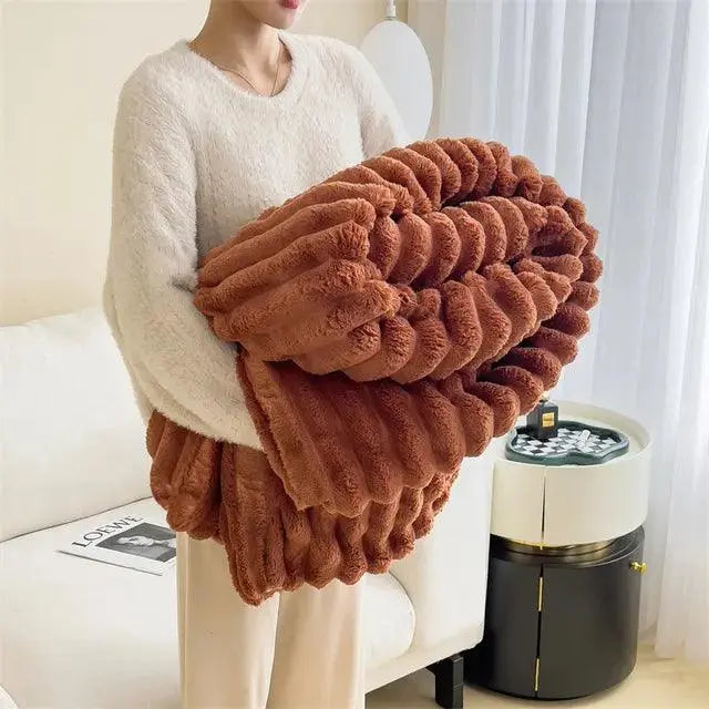 MEELANO ComfortCuddle | Plysset & Hyggeligt Fleece Tæppe Kaffe