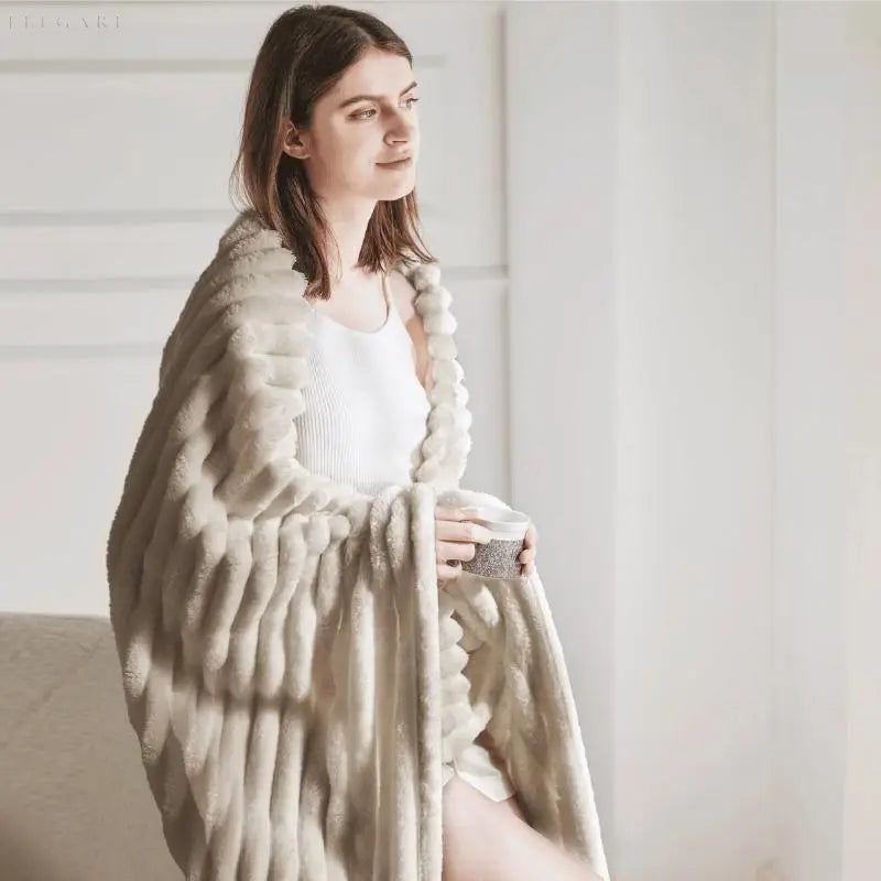 MEELANO ComfortCuddle | Plysset & Hyggeligt Fleece Tæppe