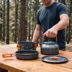 MEELANO Kompakt Udendørs Kogesæt – Campingkogesæt med Gryde, Pande & Kedel, Stabelbart til Vandring & Trekking – TrekChef