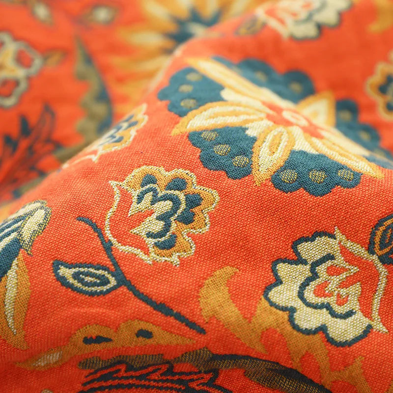 MEELANO Bomuldstæppe Med Boho Jacquard Og Alsidig Komfort Til Sofa