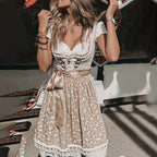 Klassisk Traditionel Kjole – Dirndl Sæt med Bluse og Forklæde, Oktoberfest Kostume til Temafest, S–2XL – Roque