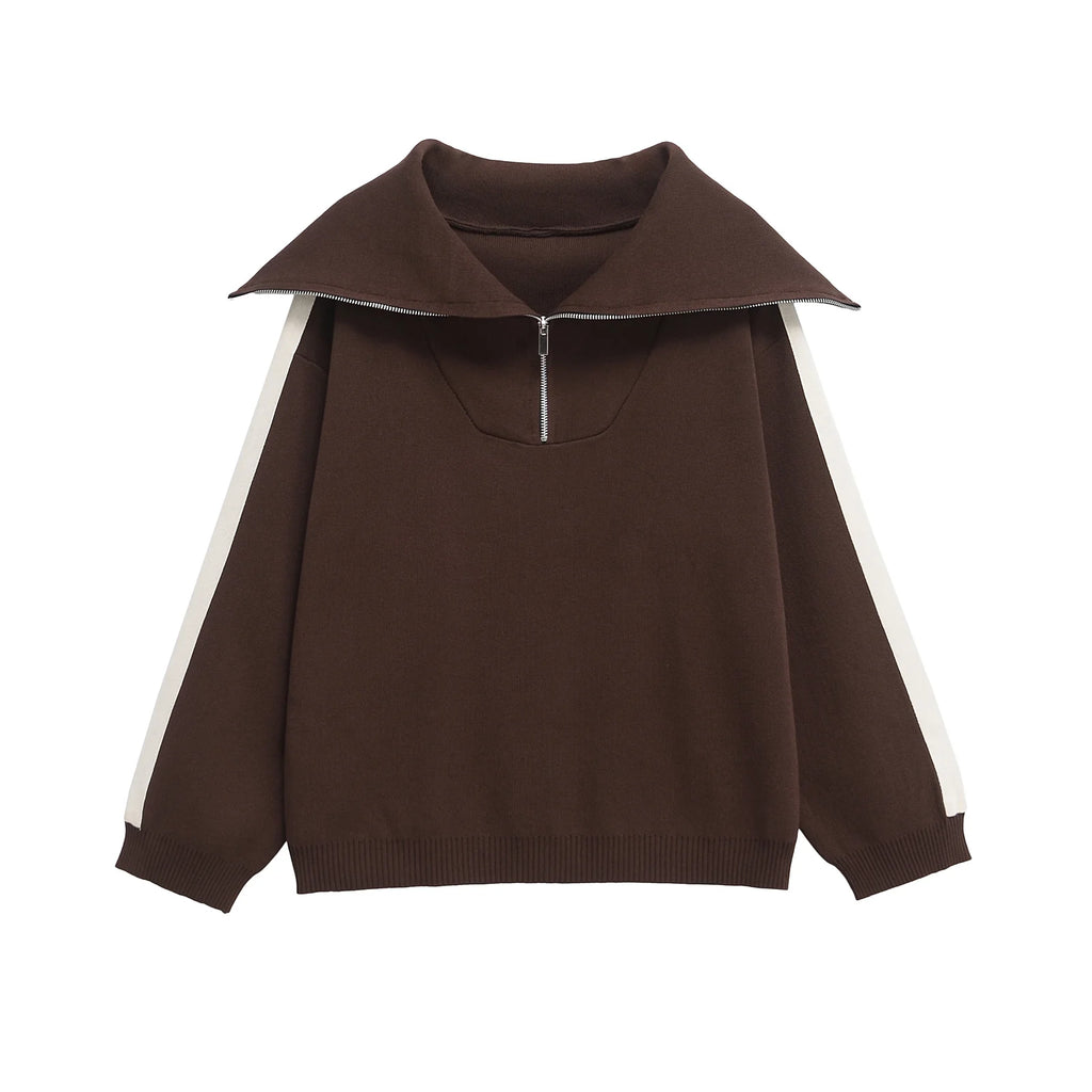 MEELANO Brunt 2-Delt Dametøj Sæt Med Høj Elastisk Talje Pullover Og Bukser Toppe