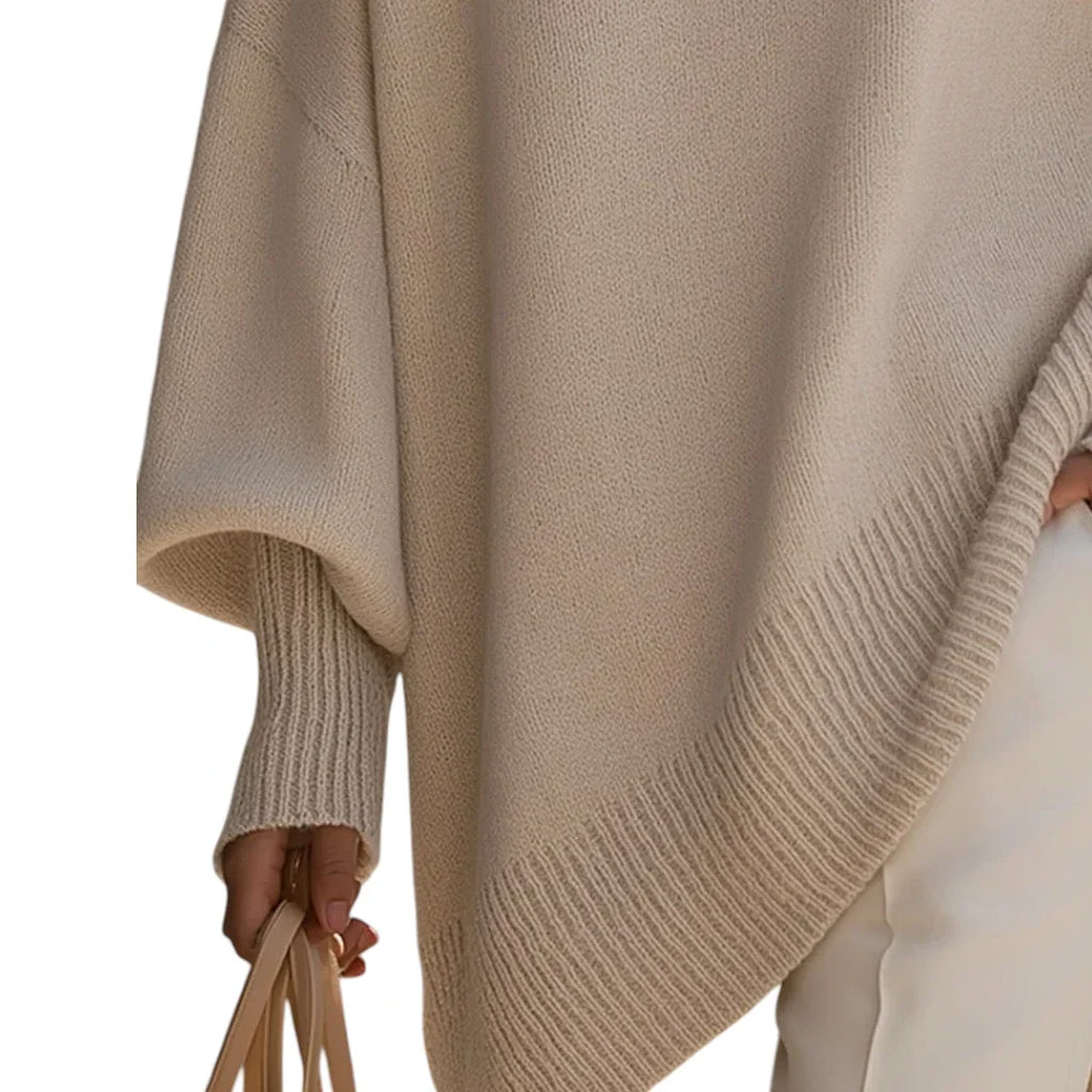 Sephira | Dame Oversize Striktrøje med Ballonærmer - Løstsiddende Pullover med Ribkant