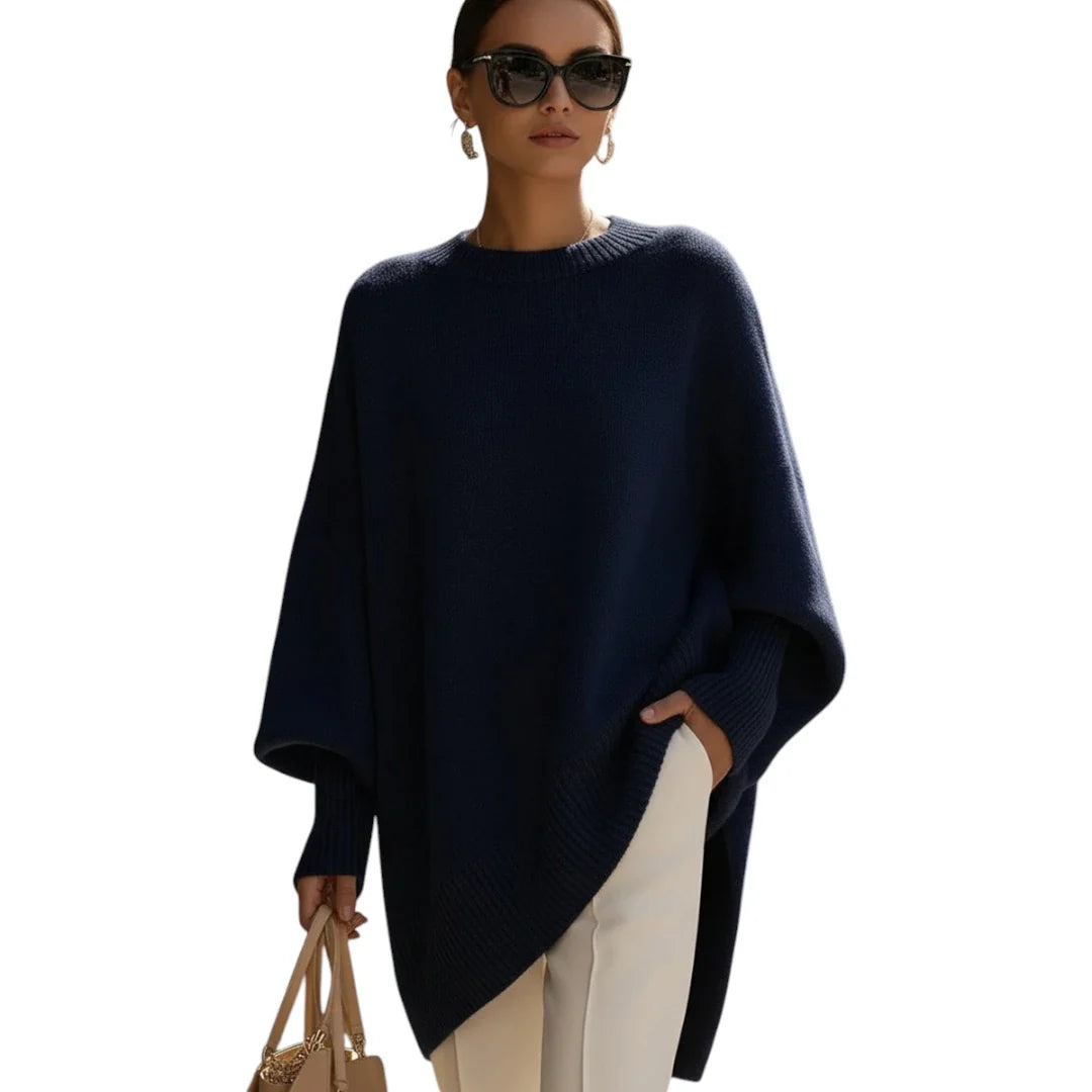 Sephira | Dame Oversize Striktrøje med Ballonærmer - Løstsiddende Pullover med Ribkant
