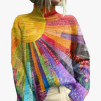Isana | Dame Oversize Sweater med Rullekrave og Solmønster